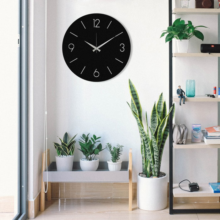 Wallity Reloj de Pared Decorativo de Metal Negro